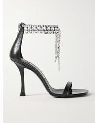 Jimmy Choo - Verity 100 Sandalen Aus Leder Mit Kristallen - Lyst