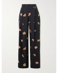 LIBEROWE - Annie Pleated Floral-Jacquard Metallic Wool-Blend Wide-Leg Pants - Lyst