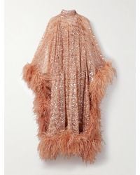‎Taller Marmo - Robe Du Soir Oversize En Tulle À Sequins Et À Plumes Casta Diva Sublime - Lyst