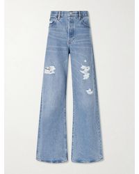 FRAME - The Loose Distressed Low-Rise Wide-Leg Jeans - Lyst
