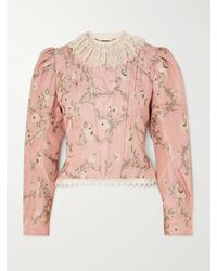 Chloé - Baroque Silkblend Taffeta Jacket With Floral Jacquard - Lyst