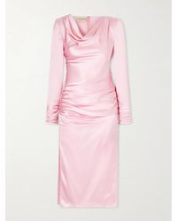 Valentino Garavani - Draped Silk-Satin Midi Dress - Lyst