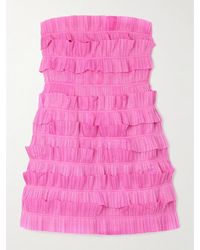 Aje. - Palladium Strapless Ruffled Pleated Gauze Mini Dress - Lyst