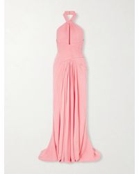 Elie Saab - Pleated Silk-Georgette Halterneck Gown - Lyst
