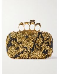 McQueen - Skull Four Ring Clutch Aus Leder Mit Verzierungen - Lyst