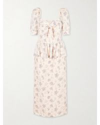 Alessandra Rich - Floral-Print Silk-Satin Midi Dress - Lyst