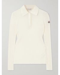 Moncler - Ribbed Cotton-Blend Polo Shirt - Lyst