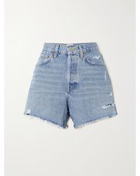 Agolde - Parker Long Distressed Organic Denim Shorts - Lyst