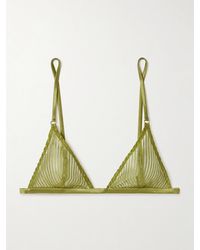 Kiki de Montparnasse - Silk-Blend Satin-Trimmed Embroidered Tulle Soft-Cup Triangle Bra - Lyst