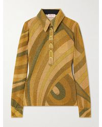 PUCCI - Printed Metallic Jersey Polo Shirt - Lyst
