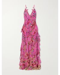 CAMILLA - Embellished Ruffled Silk-Georgette Maxi Dress - Lyst