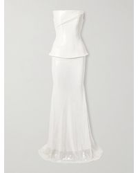 Alex Perry - Strapless Sequined Tulle Gown - Lyst