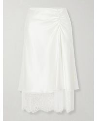 SIR. - Ingrid Layered Gathered Lace-Trimmed Satin Midi Skirt - Lyst
