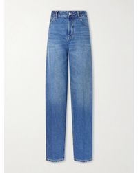 Victoria Beckham - Leather-Trimmed High-Waist Wide-Leg Jeans - Lyst