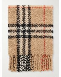 Burberry - Fringed Checked Alpaca And Wool-Blend Bouclé Scarf - Lyst