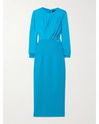 Sergio Hudson - Gathered Stretch-Bamboo Viscose And Wool-Jersey Midi Dress - Lyst
