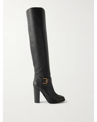 Dolce & Gabbana - Kniehohe Stiefel Aus Leder Mit Schnalle - Lyst