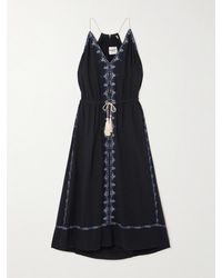 Isabel Marant - Siana Midikleid Aus Baumwollgaze Mit Stickereien Und Bindegürtel - Lyst