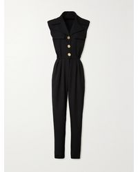Balmain - Button-Embellished Grain De Poudre Wool Jumpsuit - Lyst