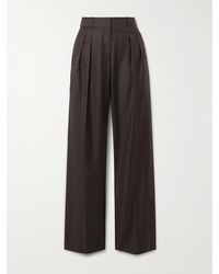 Loulou de Saison - Sbiru Pleated Wool-Twill Straight-Leg Pants - Lyst