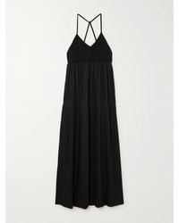 JOSEPH - Amicie Tiered Ribbed Knit-Trimmed Pleated Crepe Maxi Dress - Lyst