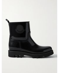 Moncler - Ginette Logo-Appliquéd Glossed-Rubber Rain Boots - Lyst