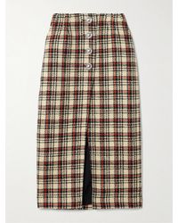 Rabanne - Checked Wool-Blend Tweed Midi Skirt - Lyst