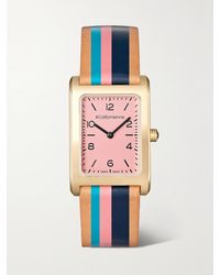 La Californienne - Daybreak 24Mm-Plated Striped Leather Watch - Lyst