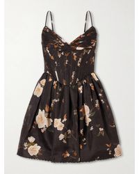 Zimmermann - Valiant Floral-Print Linen And Silk-Blend Corset Mini Dress - Lyst
