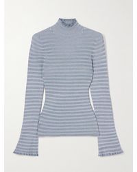 Proenza Schouler - Phyllis Ruffled Striped Ribbed-Knit Turtleneck Sweater - Lyst