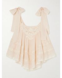 Zimmermann - Awaken Cropped Lace-Trimmed Cotton And Silk-Blend Top - Lyst