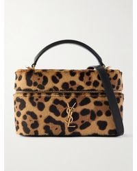 Saint Laurent - Gaby Leather-Trimmed Leopard-Print Calf Hair Shoulder Bag - Lyst