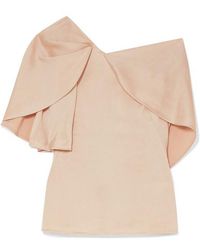 Peter Pilotto Asymmetric Hammered-satin Top - Natural