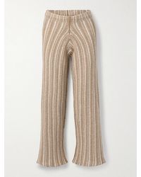 The Elder Statesman - Striped Crocheted Cotton Straight-Leg Pants - Lyst