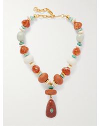 Lizzie Fortunato - Andamento-Plated-Stone And Bone Necklace - Lyst