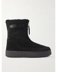 Moon Boot - Lara Suede And Shearling Ankle Boots - Lyst