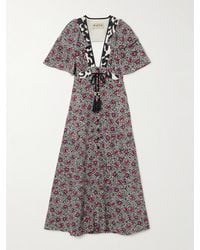 Maison Mayle - Flora Mar Maxikleid Aus Crêpe De Chine Aus Seide Mit Blumenprint Und Troddeln - Lyst