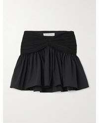 Abadia - Ruched Chiffon-Trimmed Poplin Mini Skirt - Lyst