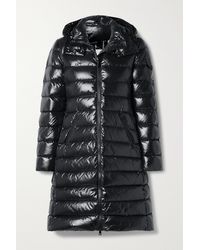 Moncler Moka Hooded Quilted Glossed-shell Down Coat - Black