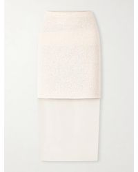 KHAITE - Sybil Layered Cotton-Blend Bouclé And Organza Midi Skirt - Lyst