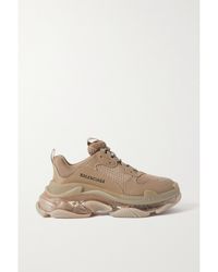 Balenciaga - Triple S Clear Sole Logo-Embroidered Faux Leather And Mesh Sneakers - Lyst