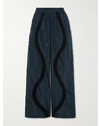 Sea - Averie Crochet-Trimmed Button-Embellished Shell Wide-Leg Pants - Lyst