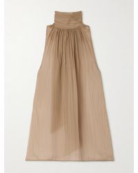 Saint Laurent - Bluse Aus Seidenchiffon Mit Raffungen Zum Binden - Lyst