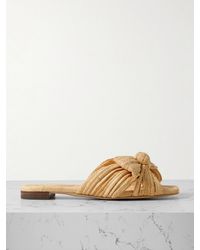 Loeffler Randall - Daphne Bow-Embellished Pleated Raffia Slides - Lyst