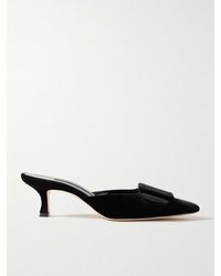 Manolo Blahnik - Maysale 50 Buckled Velvet Mules - Lyst