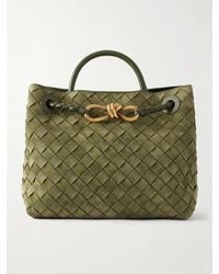 Bottega Veneta - Andiamo Small Intrecciato Suede Shoulder Bag - Lyst