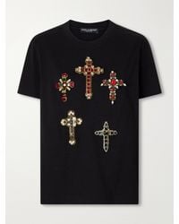 Dolce & Gabbana - Embellished Cotton-Jersey T-Shirt - Lyst