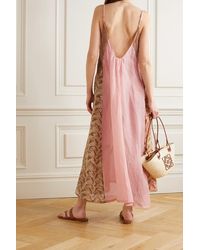 Yvonne S Crochet-trimmed Printed Linen Maxi Dress - Pink