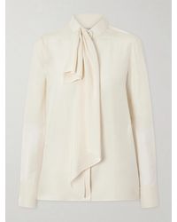 Givenchy - Pussy-Bow Draped Silk Blouse - Lyst