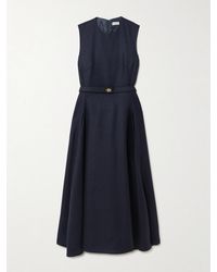 Burberry - Midikleid Aus Kariertem Woll-Twill Mit Gürtel - Lyst